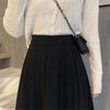 2024 Юбка миди А-силуэта с высокой талией черного цвета: Элегантный, Стройнящий, Драпирующийся, Летний стиль
