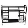Standing Storage Shelf Carbon Steel Multipurpose Multiple Tiers Kitchen Storage Rack with Wheels Baskets for Pots Bowls