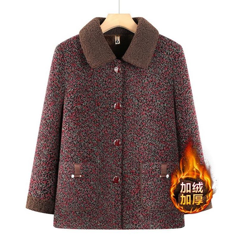 Пальто зимняя одежда осень и зима плюшевый утолщенный шерстяной топ норковая одежда пожилая женщина теплая