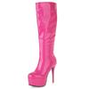 Sexy Women's High Boots Platform Zipper Leather Knee High Boot Female High Heels Autumn Winter Red Yellow Party Long Fetish Shoe