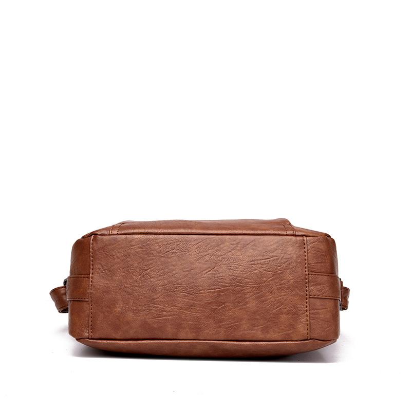 Женская кожаная сумка через плечо, однотонная большая сумка