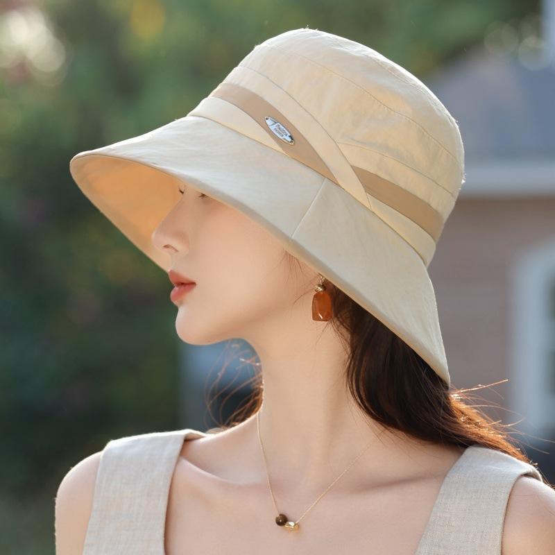 Солнцезащитная шляпа с козырьком, женская ветрозащитная шляпа для отдыха на открытом воздухе, подходящая по цвету, дорожная пляжная шляпа, модная и элегантная шляпа-ведро