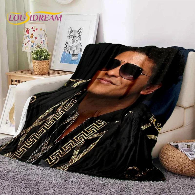 Bruno Mars 3D Singer Star Soft Flannel Blanket for Beds Bedroom Sofa Picnic,Throw Blanket for Cover Outdoors Leisure Nap Gift