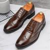 Trendy Men's Casual Black Brown Lace Up Oxford Brogues Shoes Gentleman Business Flats Dress Homecoming Footwear Zapatos Hombre