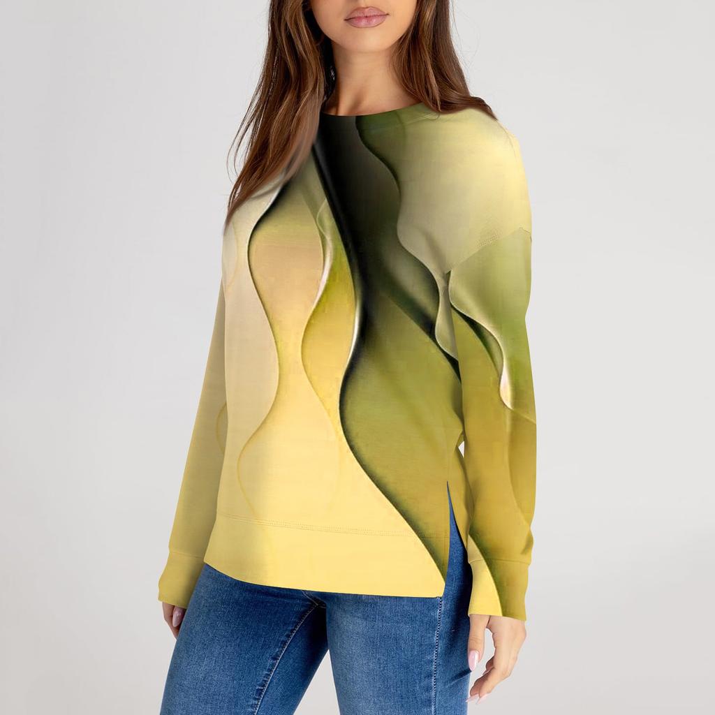 Женский повседневный модный однотонный свитер с круглым вырезом и длинными рукавами