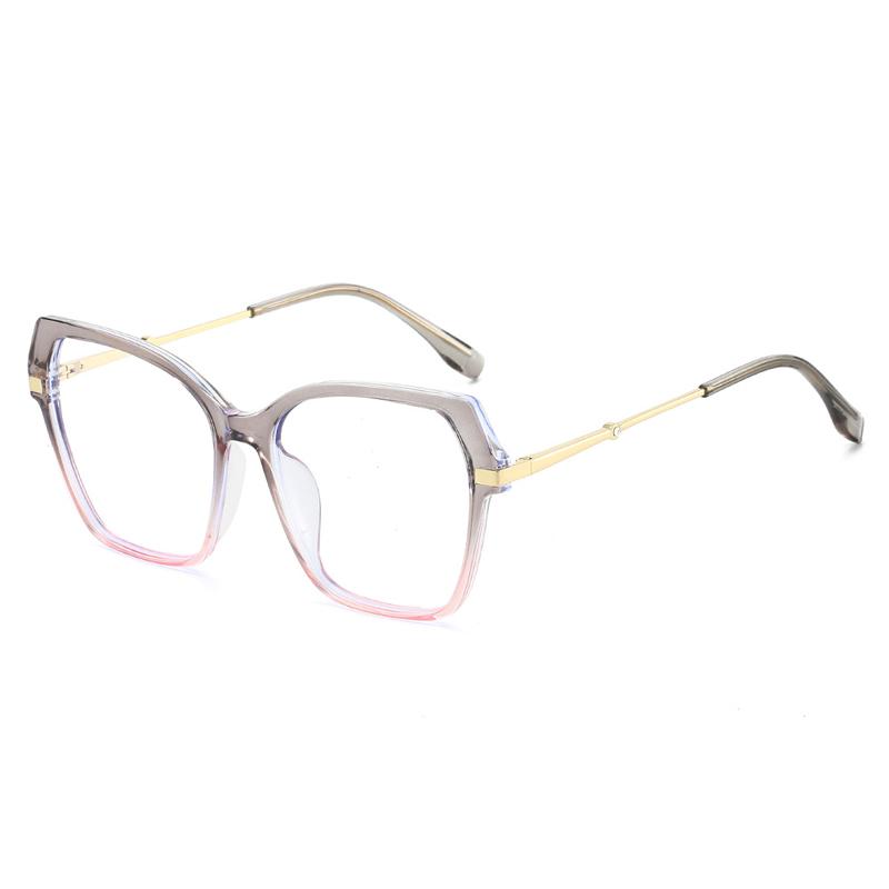 Retro Color-Block Cat Eye Anti-Blue Light Glasses, Fashion Met Frame Reading Eyewear, Unisex European American Style