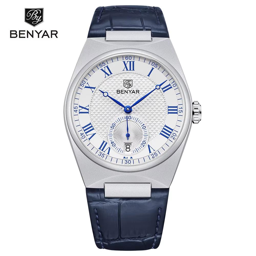 BENYAR 5199 New Business Luxury Men's Quartz Watch 30M Waterproof Sports Leather Watch Fashion Men's Watch