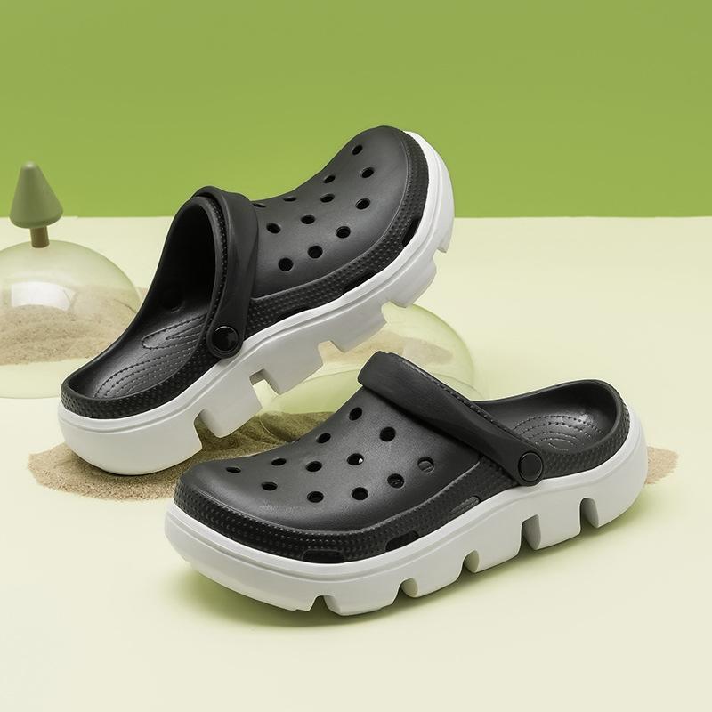 Мужские сандалии Садовая обувь Платформа Закрытый носок EVA цельное литье Два с половиной способа носки Прохладные шлепанцы