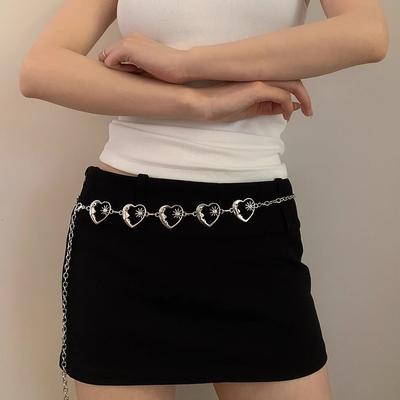 Декоративная поясная цепочка Design Sense Metal Waist Chain для женщин, символизирующая солнце и луну, а также любовь. Узкий декоративный пояс для юбки и брюк.