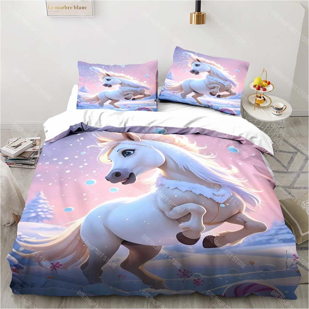 Набор для печати с животными лошадь наволочка пододеяльник узор единорога постельное белье для спальни детский набор для покрытия кровати роскошный подарок на день рождения