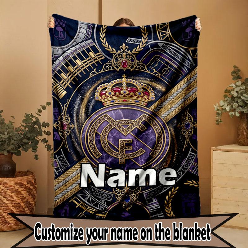 Персонализированное одеяло с принтом Real Madrid, Подарок на День Рождения, Рождество, Декор для дома, Спальни, Дивана, Кемпинга