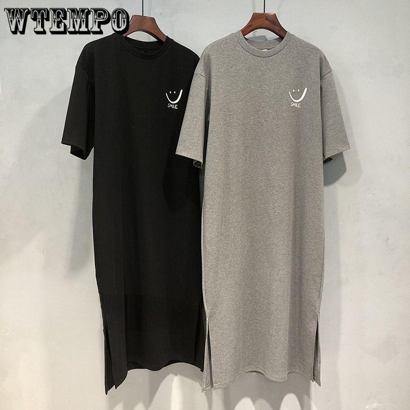 Летняя футболка свободного покроя с короткими рукавами и разрезом в корейском стиле для женщин