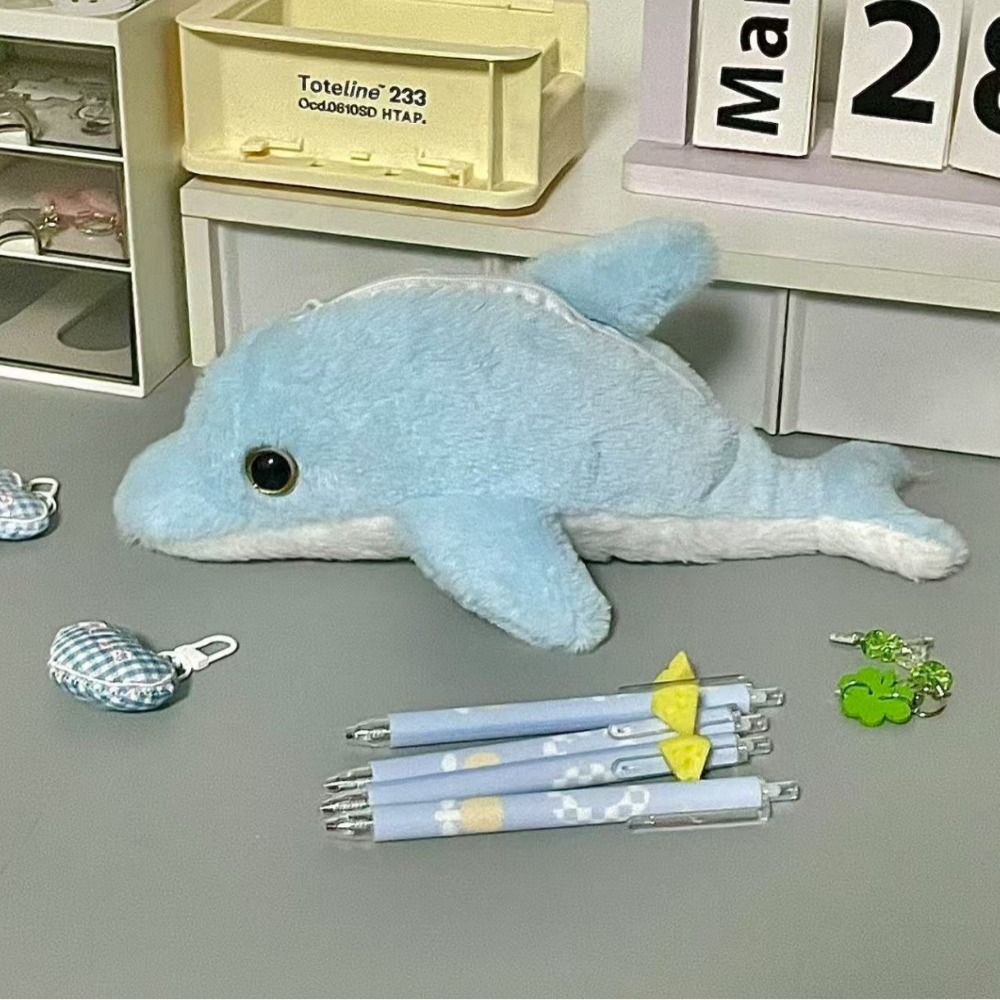 Whale/Shark/Dolphin Doll Pen Bag Plush Stationery Pouch Kawaii Pencil Case  Back To School
