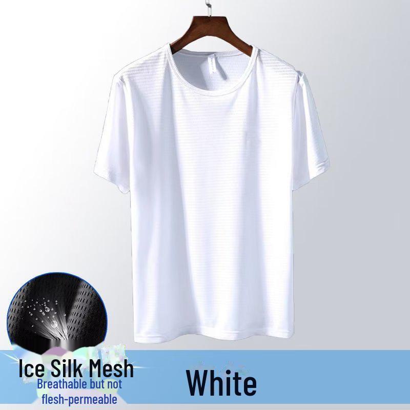Мужская быстросохнущая сетчатая футболка Ice Silk, дышащая, летняя, с коротким рукавом