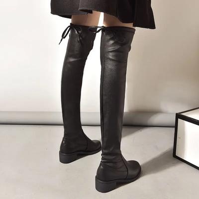 Модные туфли с круглым носком и высоким голенищем до колена, женские, на среднем каблуке, черные, дизайнерские, роскошные, 2024 новинка, длинные сапоги для женщин, горячая распродажа, сапоги по акции
