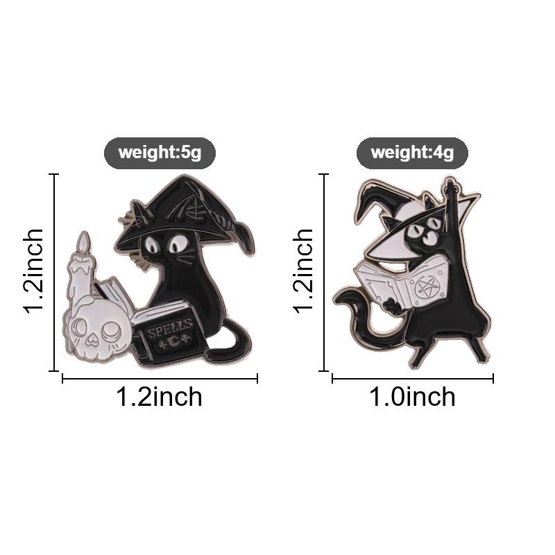 Xiaomi Wizard Magic Black Cat Study Spell Book Enamel Pins Mystical Wizard Cat Spellcasting Magic BPunk rooch Lapel Badge Jewelry Gifts