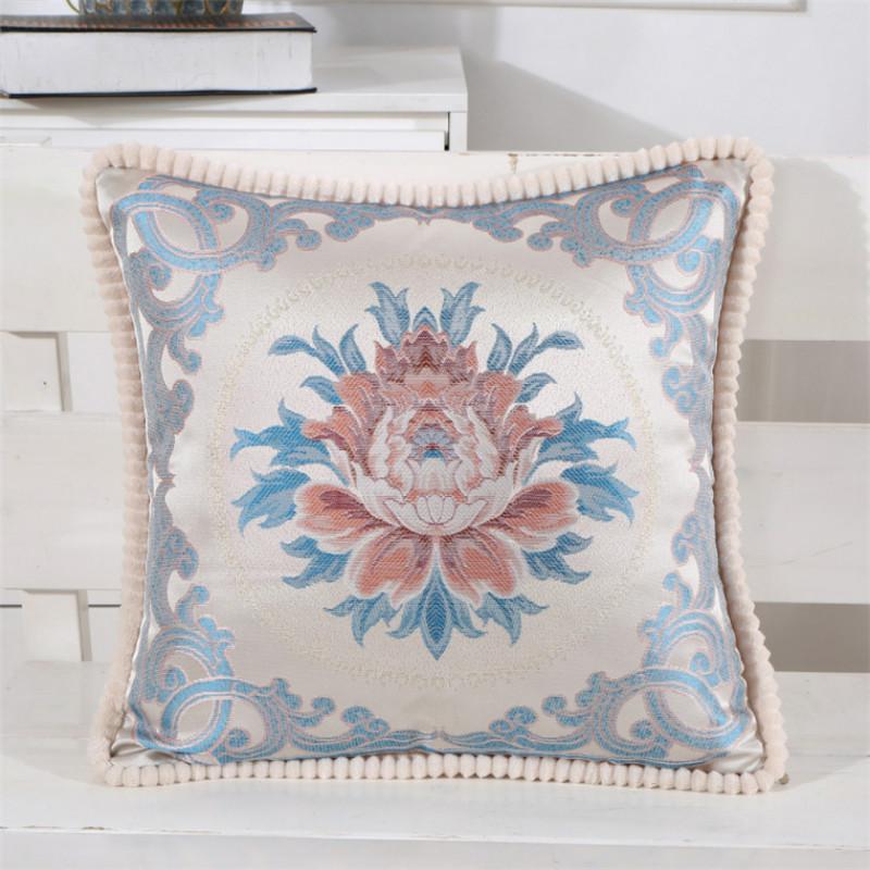 48x48cm Classical European Flower Jacquard Decorative Cushion Cover for Sofa Chair Throw Pillow Case
