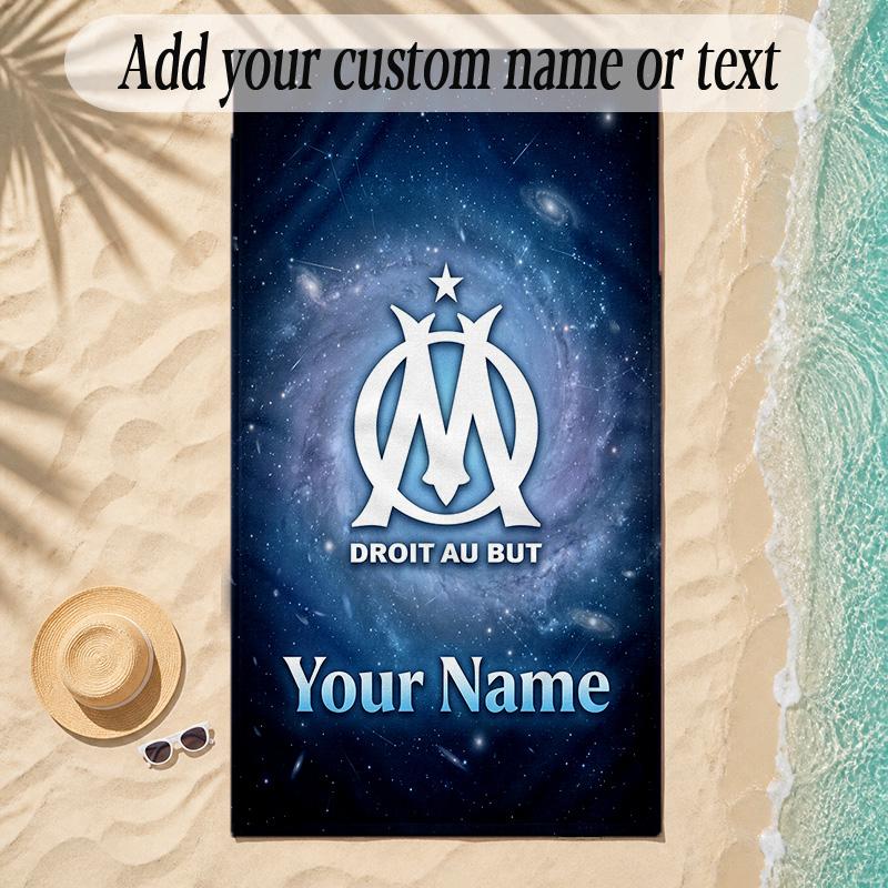 Beach TowelOlympique Marseille FC Custom Name Text Personalized Soft Towel for Beach Pool Indoor Home Decor Gift