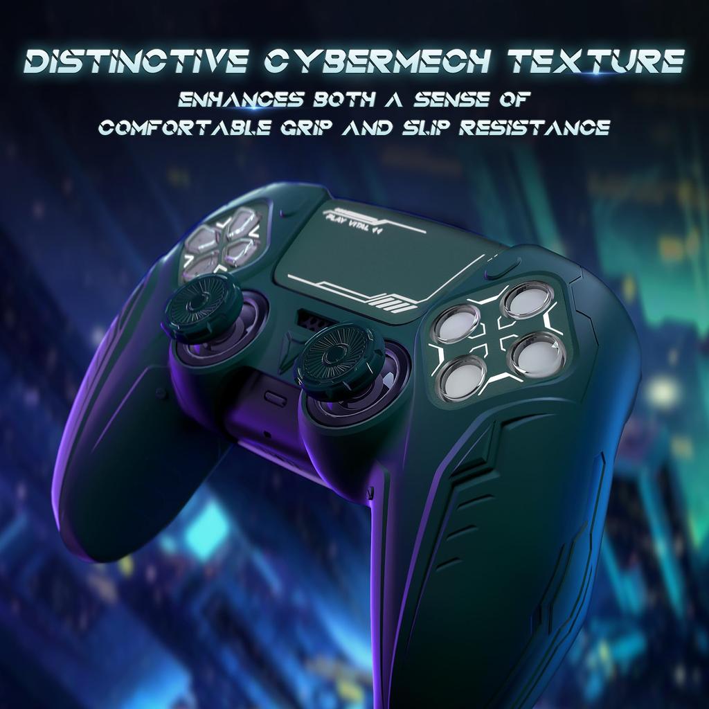 PlayVital Grip Cover for PS5 Premium Silicone Cover for Cyber Mecha Design Protective Cover for Compatible with PS5 Official Charging Dock with the