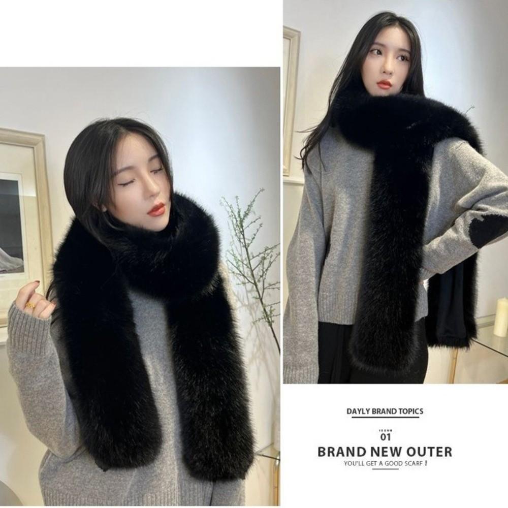 Thick Plush Neck Warmer Long Fluffy Long Scarf Luxury Imitation Mink Fur Scarf  Outdoor