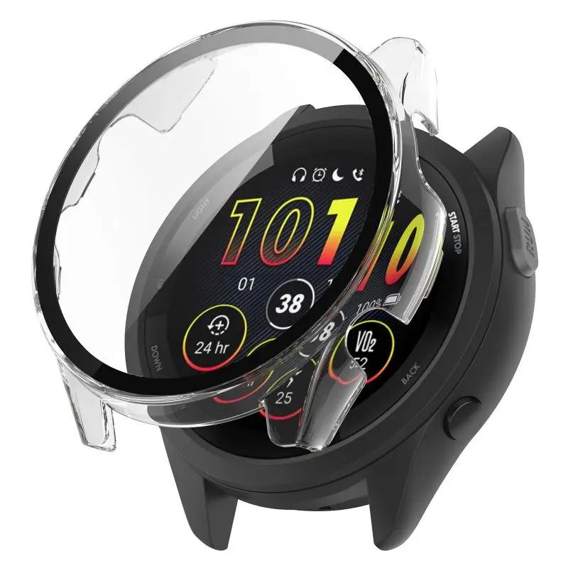 Чехол из ПК + закаленного стекла для Garmin Forerunner 165 165Music Защитная пленка для экрана высокой четкости для Forerunner165 Music чехол для часов