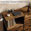 WOLTU Commode à 8 Tiroirs en Tissu, avec Station de Charge, Métal et Bois d'Ingénierie E1, Marron Rustique et Noir W0ITT5001