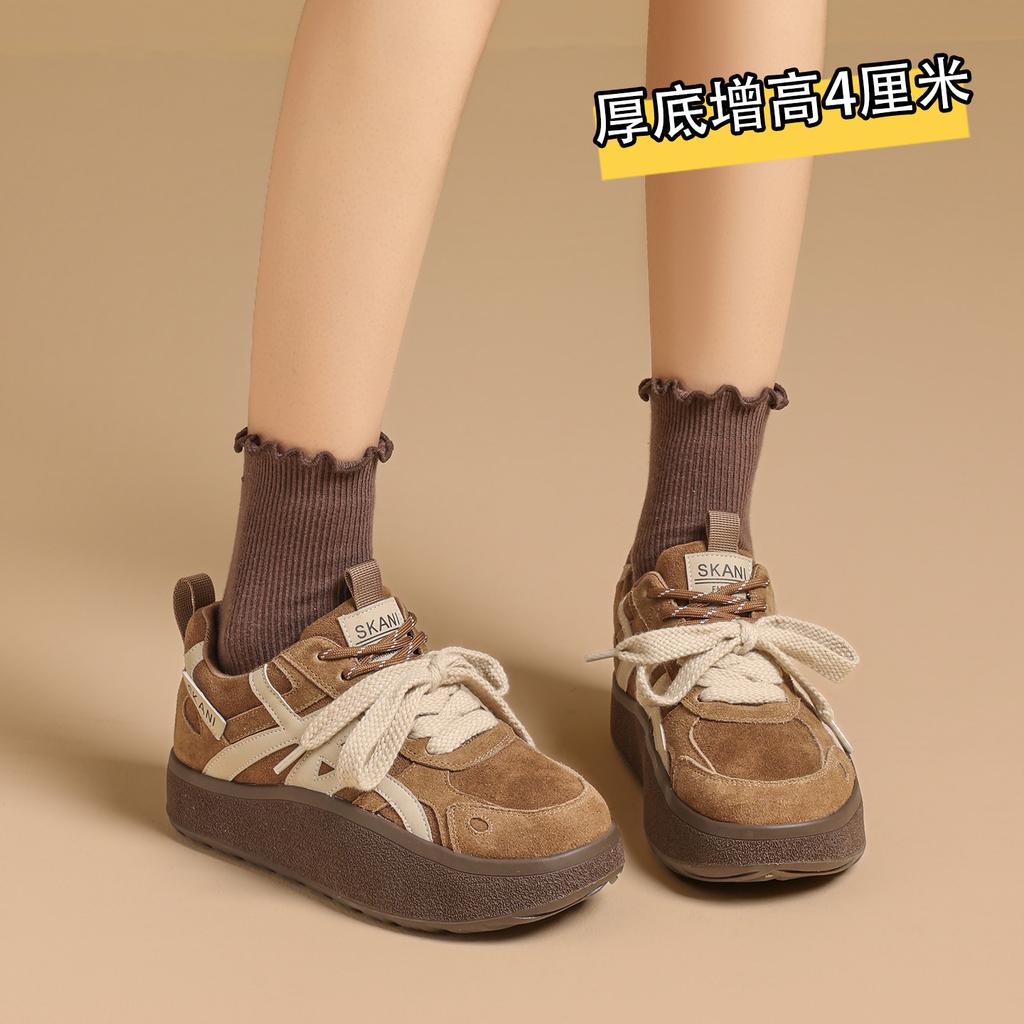 4Cm retro muffin thick-soled ugly cute non-slip warm versatile casual sports shoes Dexun Forrest Gump shoes autumn and winter cotton shoes