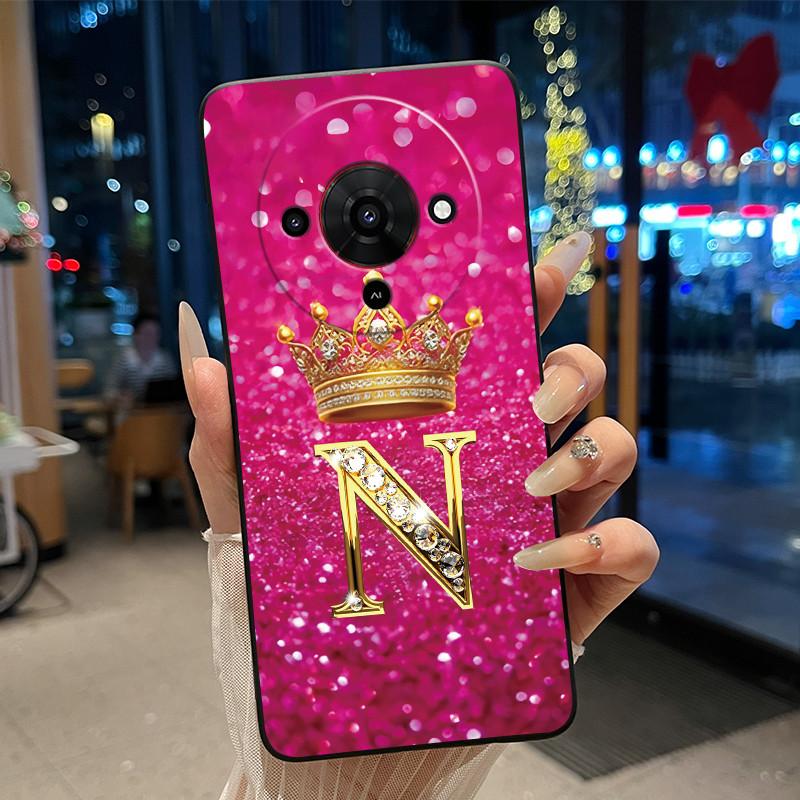 Элегантный простой чехол с короной и начальной буквой для ZTE Blade A76 5G, мягкий силиконовый, черный, противоударный корпус, чехол для ZTE Blade A76 5G