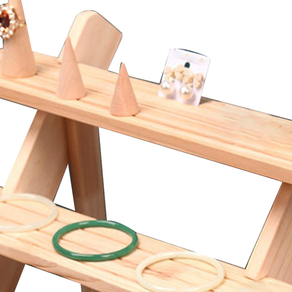 Display Stand Riser Wood Multiple Tier Versatile Showcase Shelf for Retail Jewelry Figures Makeups