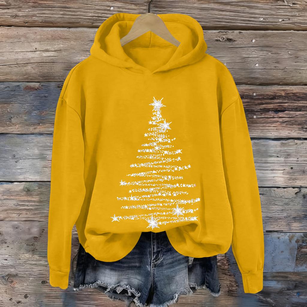 Женская рождественская повседневная спортивная толстовка с принтом, длинными рукавами и круглым вырезом.