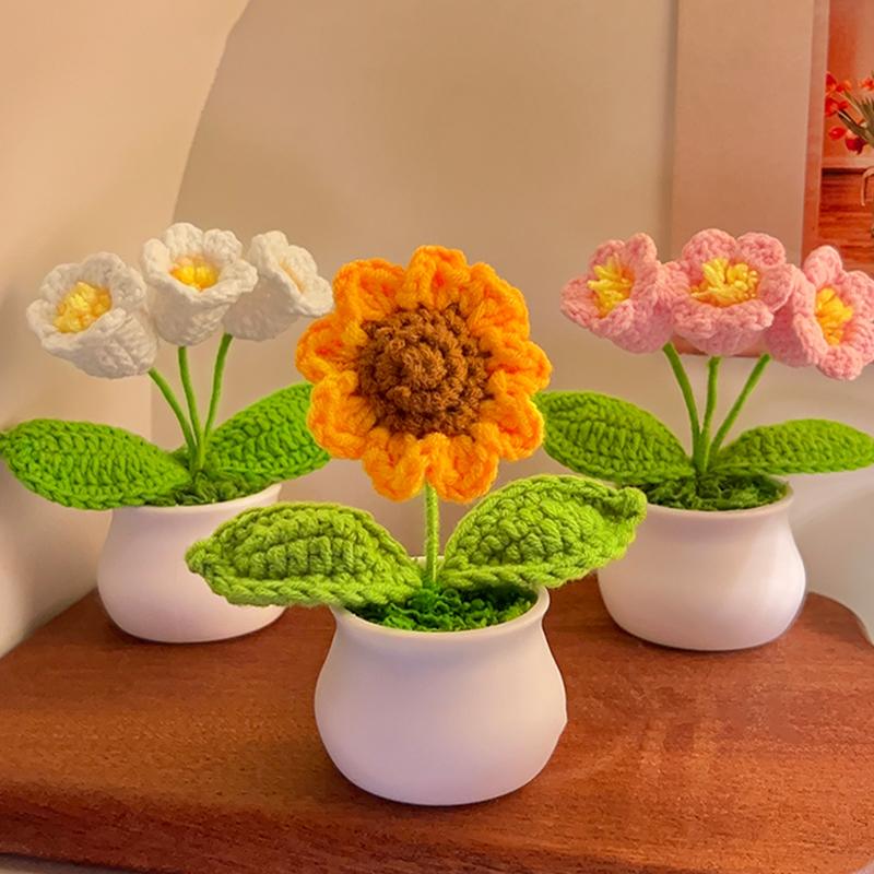 Sunflower Crochet Flowers Knitted Flower Graduation Wedding Guest Gift Artificial Flower Mother'S Day Gift Girasol