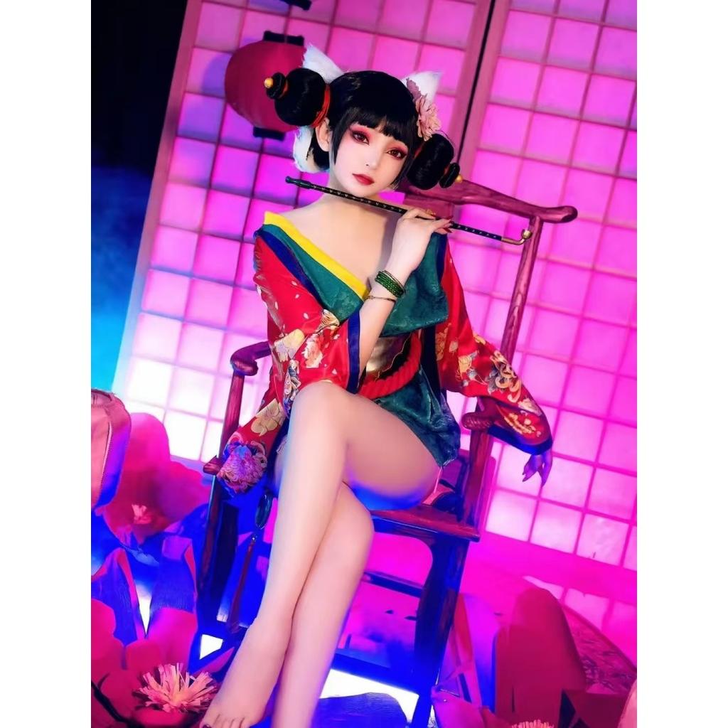 Китайский мультфильм Белая змея Девушка Лиса Демон Косплей Костюм Женщины Ханьфу Маска для вечеринки Короткое платье Кимоно Халаты Цветочный кардиган