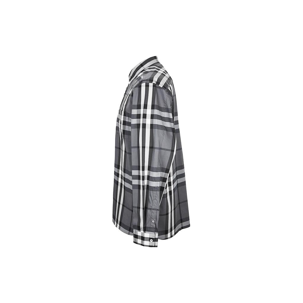 Burberry Мужская клетчатая эластичная хлопковая рубашка Серая/Белая/Черная 39835371