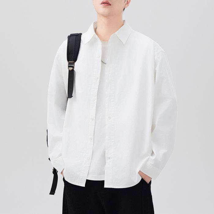 Новая японская ретро весенняя рубашка с длинным рукавом в стиле кэжуал, мужская рубашка из чистого хлопка в американском стиле