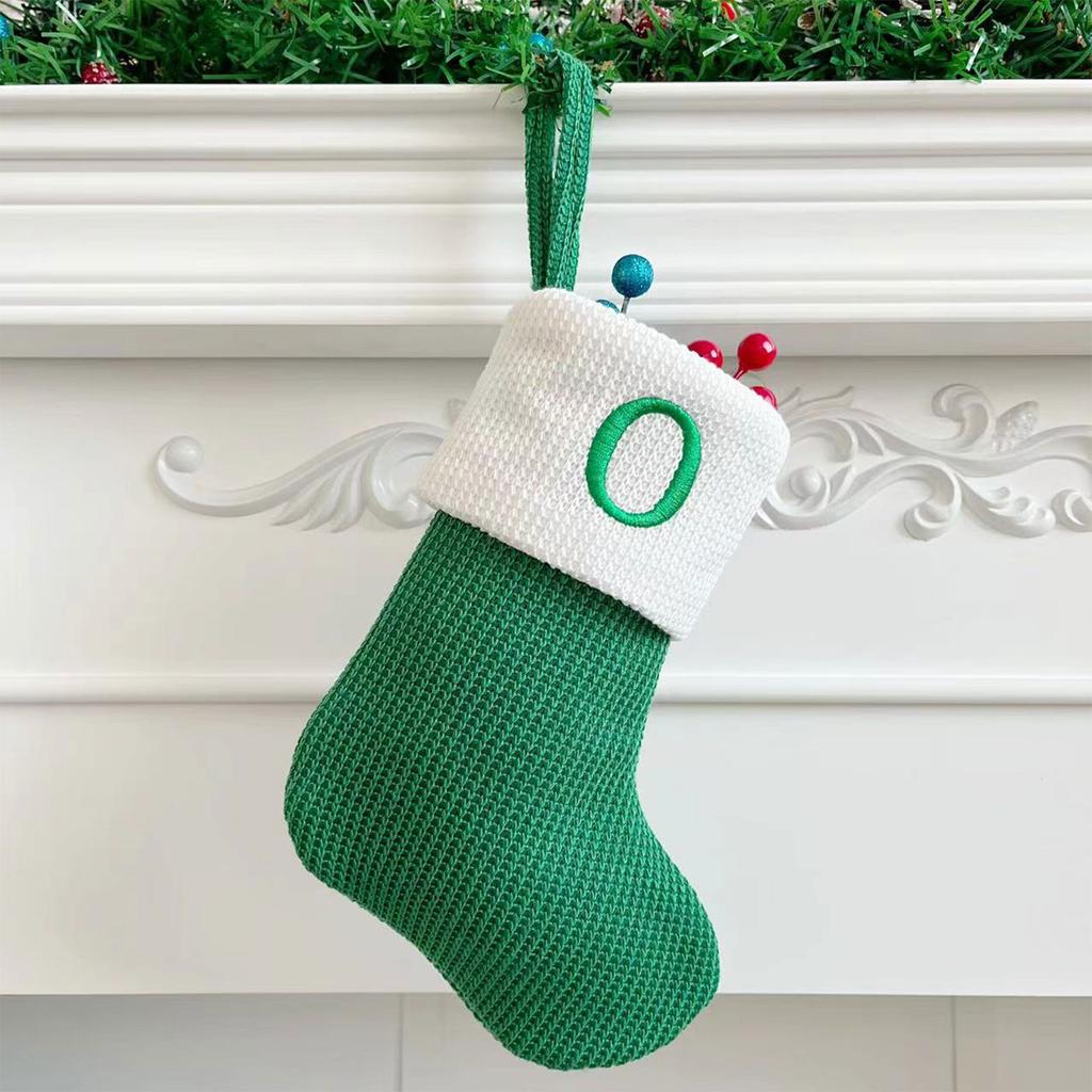 Рождественские чулки, маленькие вышитые буквы, вязаные рождественские подвесные чулки, украшения, декор для рождественской вечеринки