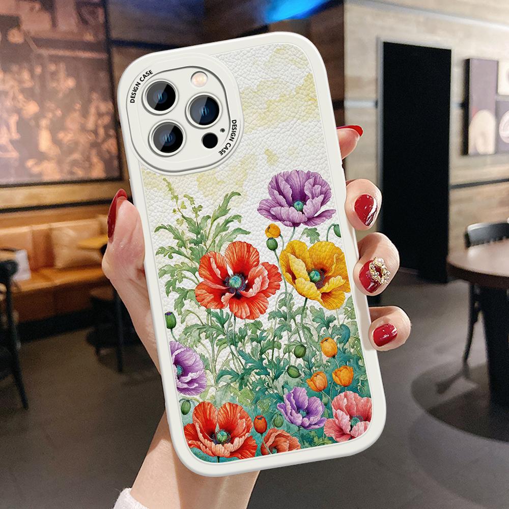 Тонкий чехол для телефона с рисунком цветов тюльпанов из мягкого силикона и искусственной кожи для Samsung Xiaomi Poco Redmi