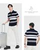Seven Wolves Men's Silk Color Weaving Positioning Wide Strip Short Sleeve Collar Polo