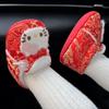 Унисекс детские туфли для первых шагов с флисовой подкладкой и нескользящей подошвой, 0-15 месяцев, с вышитым праздничным дизайном для осени/зимы