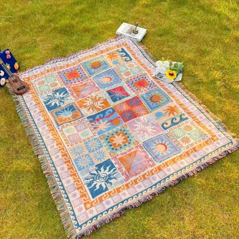 Outdoor Blanket Portable Thickened Picnic Mat, Camping Blanket Sofa Throw Beach Towel, Washable Warm Garden Tent Pad