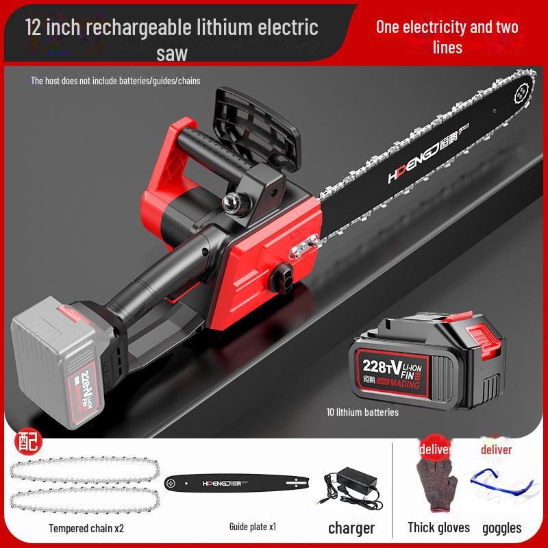 Аккумуляторная цепная пила Hengpeng 12" с литиевой батареей — мощная ручная электрическая пила для использования на открытом воздухе