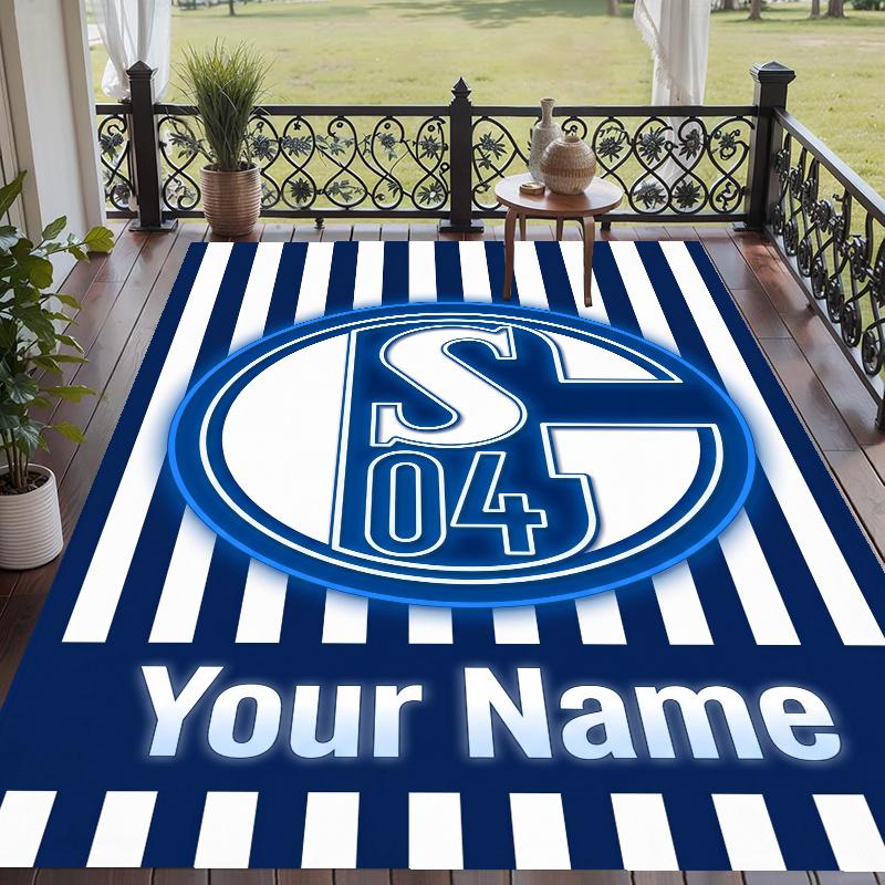 Custom Name Schalke 04 Crystal Velvet Floor Rug Personalized Text Soft Carpet Home Decor
