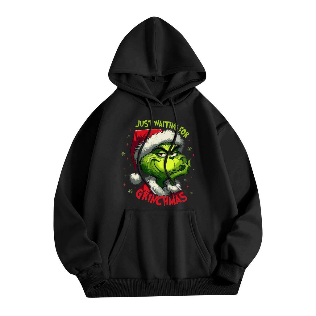 Women's Casual Comfortable Neck Hooded Long Sleeve Christmas Print Warm Sweatshirt