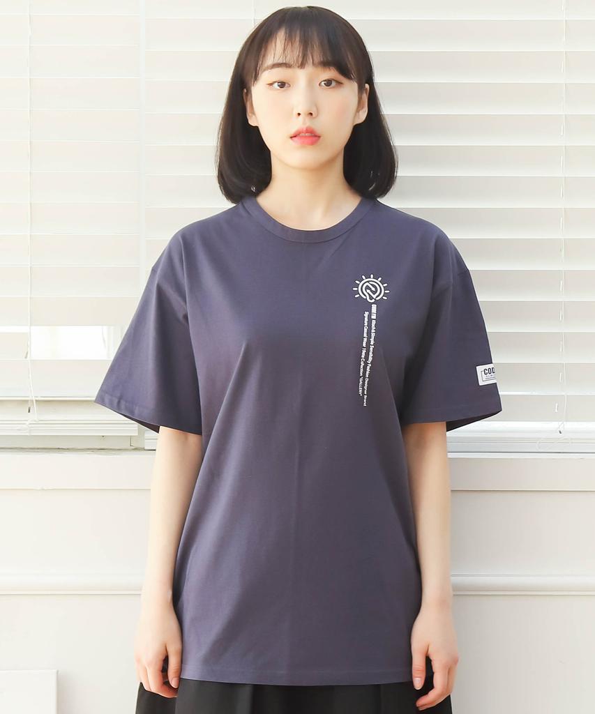 CODE I'M 30-Count Single Symbol Lettering Print Oversized Short Sleeve T-Shirt Navy