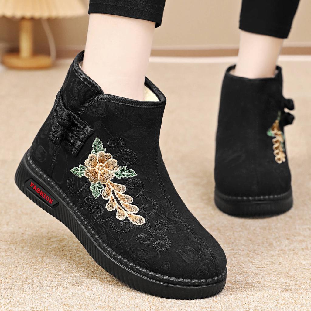 Women's Embroidery Large Size Winter Warm Snow Boots Padded Lining Ankle Boots Anti Slip Outdoor Shoes Hiking Mountaineering Sports Cotton Boots