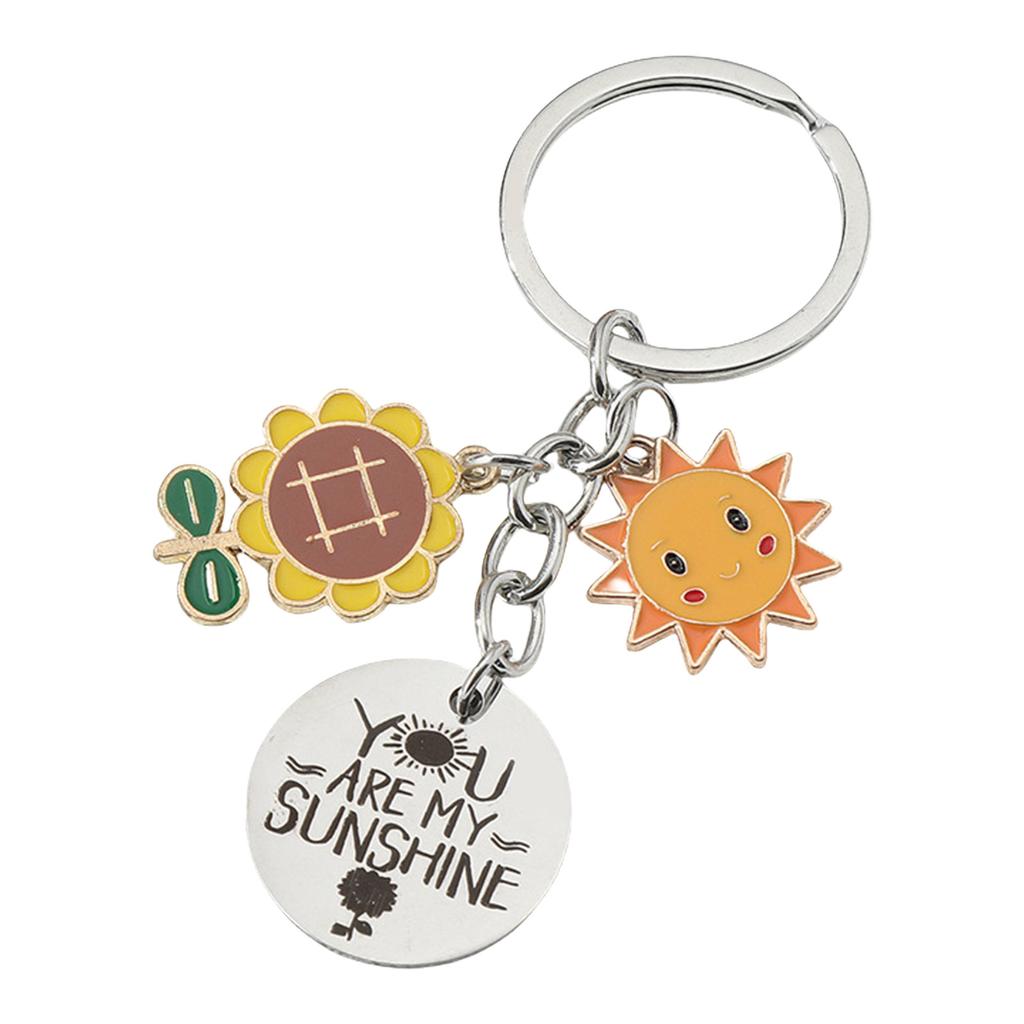 Sun Motto Keychain Pendant Charm Stainless Steel Keychain With Inspirational Sun Design For Daily Use And Gift Giving