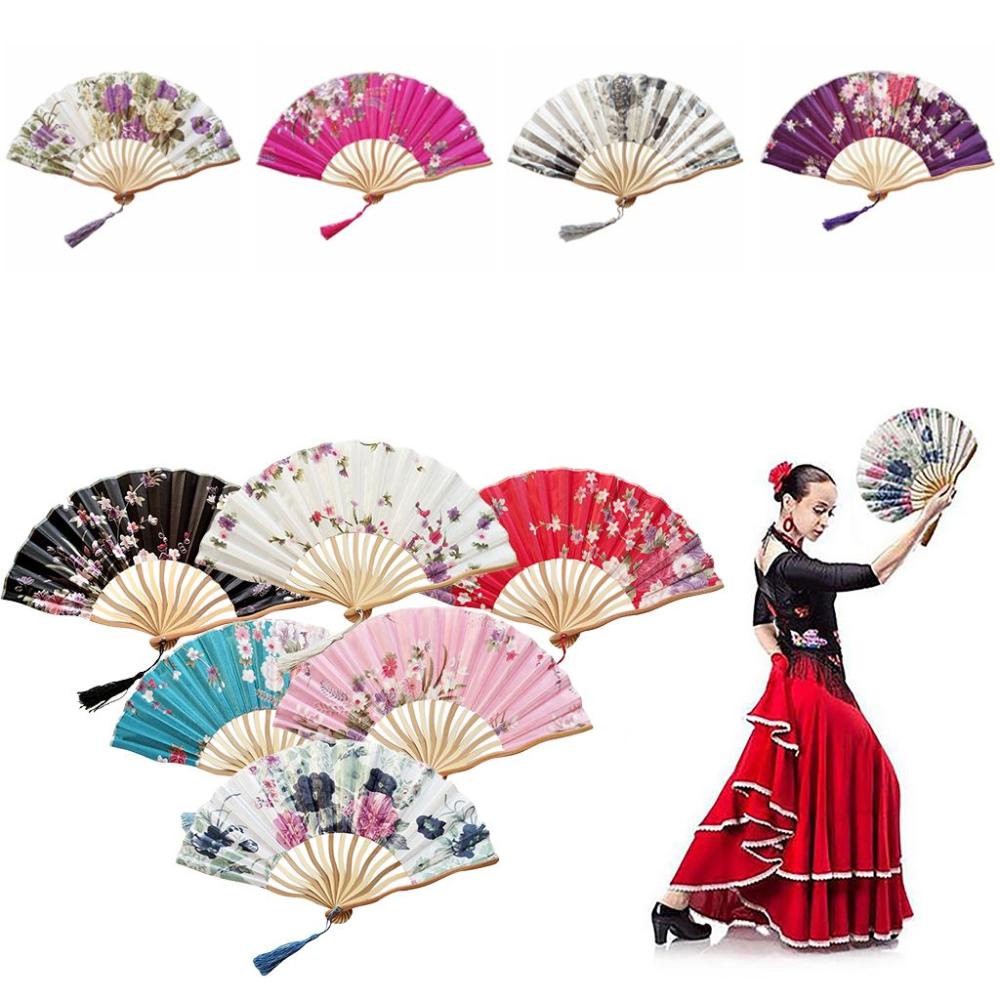 Style Bamboo Wooden Personalized Flower Home Decoration Dance Hand Fan Folding Fan Fan Crafts