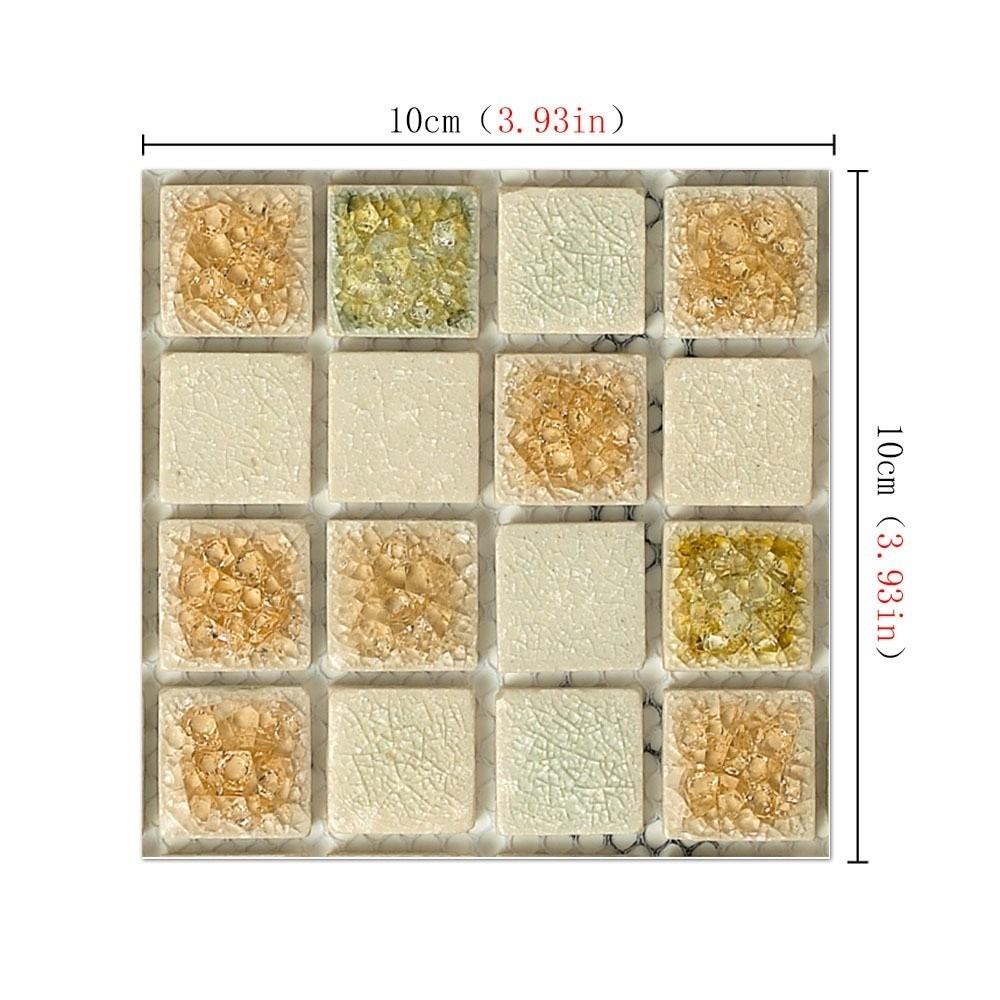 20pcs/set Flat 3D Wall Sticker Self Adhesive Kitchen Stickers Mosaic Tile Wallpaper Bedroom Home