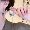 Stylish Ink Painting Butterfly Earrings Minimalistic Chinese Style Silver Color