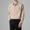 Men's Striped Long Sleeve Shirt Japanese Style Casual Spring Autumn New Trendy Versatile Shirt