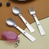 304 Stainless Steel Folding Spoon Creative Tableware Outdoor Portable Three-Fold Spoon Fork Travel Camping Dinnerware.